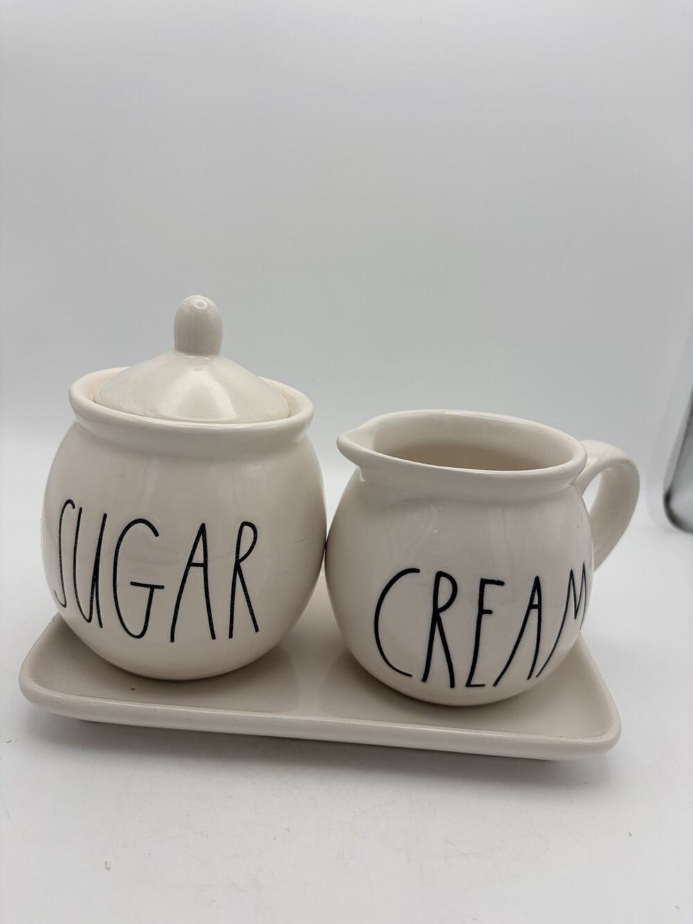 RAE DUNN Sugar And Creamer On Matching Tray 15" X 6 1/2